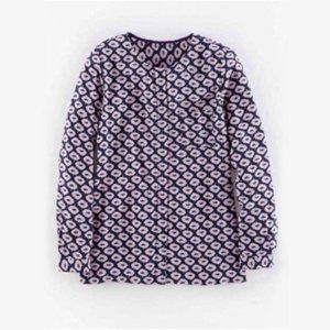 Boden Gwyneth Navy Lilac Floral Print Crepe Blouse WA638 Size 6